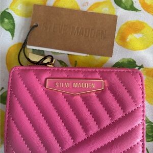 Steve Madden Pink Quilted Wallet with Glossy Finish